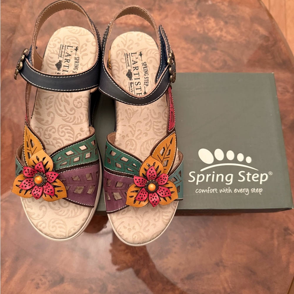 Spring Step Women's Colorful Floral Sandals